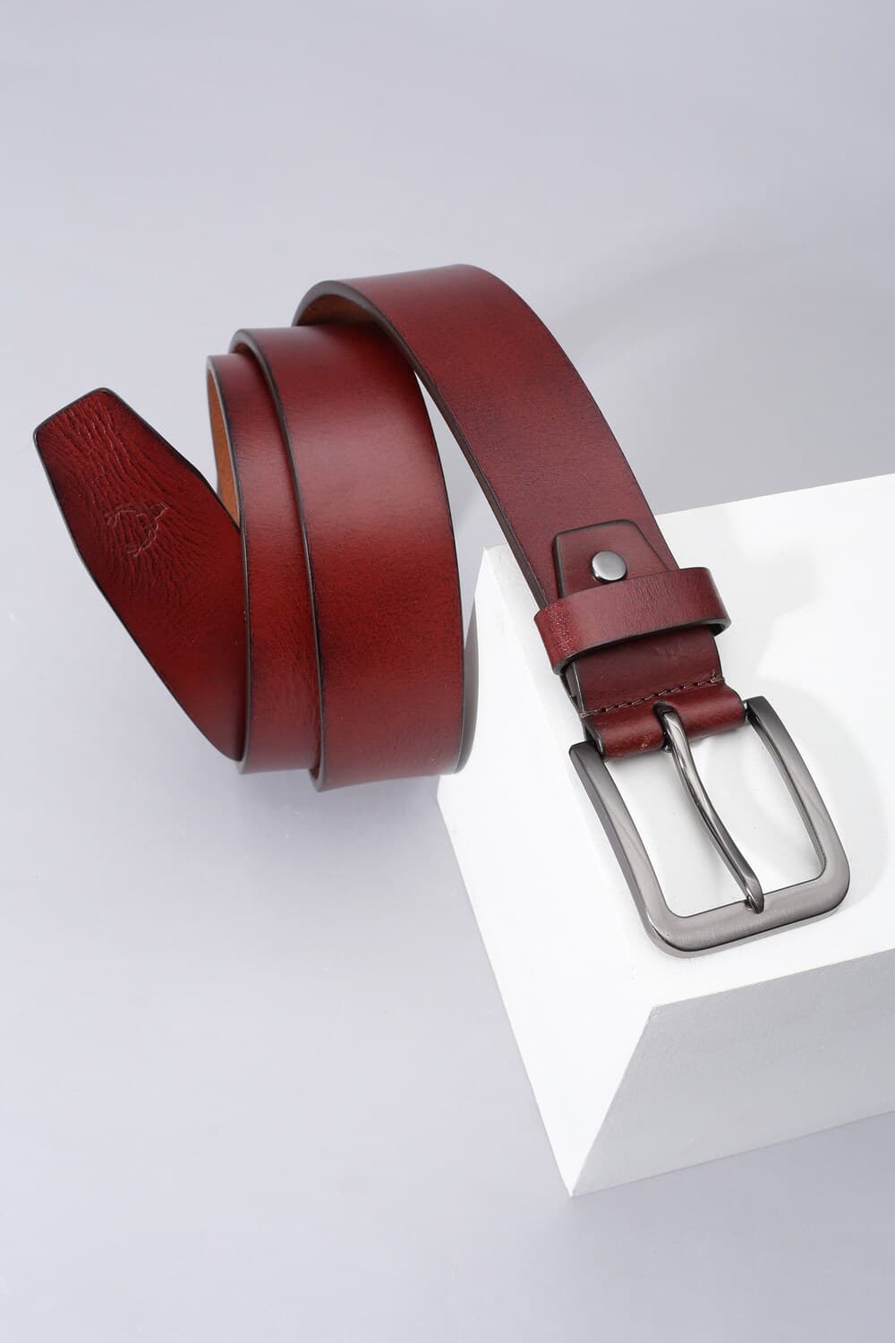 Men Maroon Solid Casual Belt