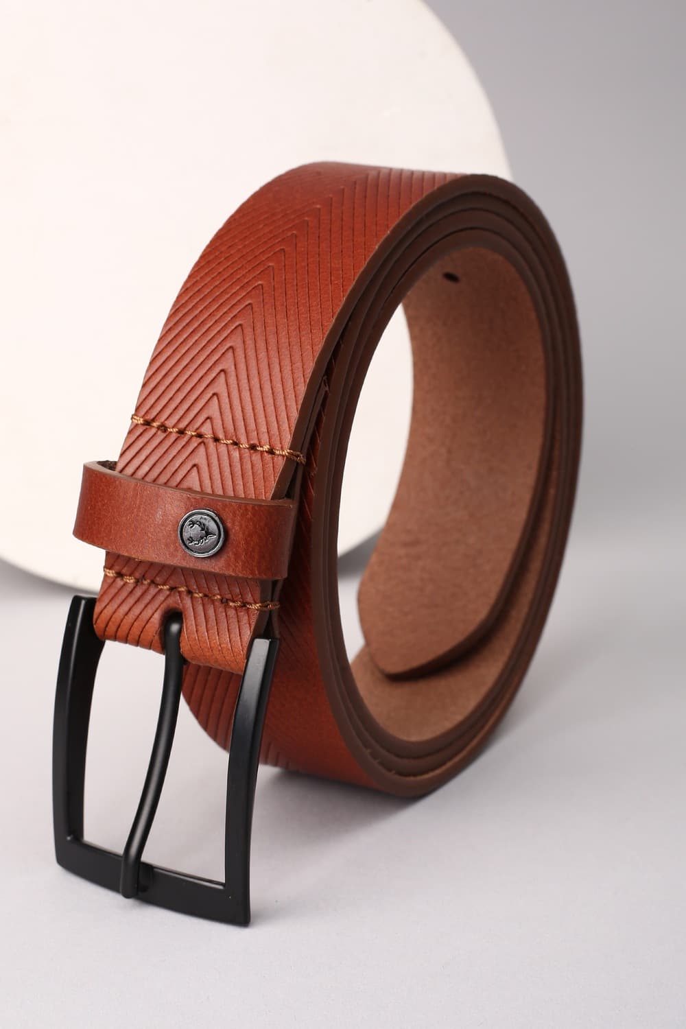 Men Brown Textured Casual Belt