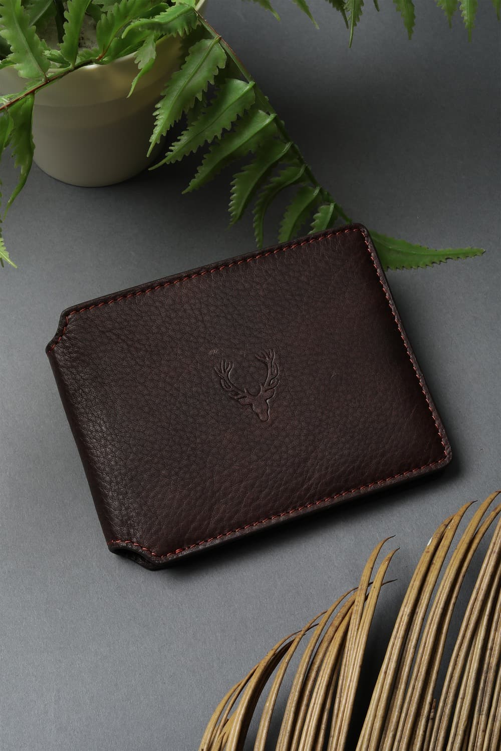 Men Brown Textured Genuine Leather Wallet