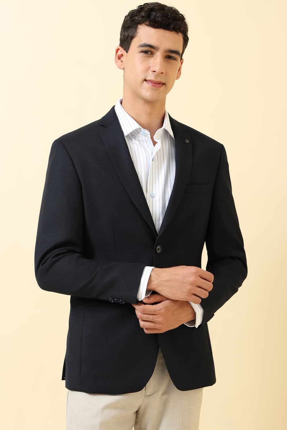 Men Navy Solid Formal Blazer