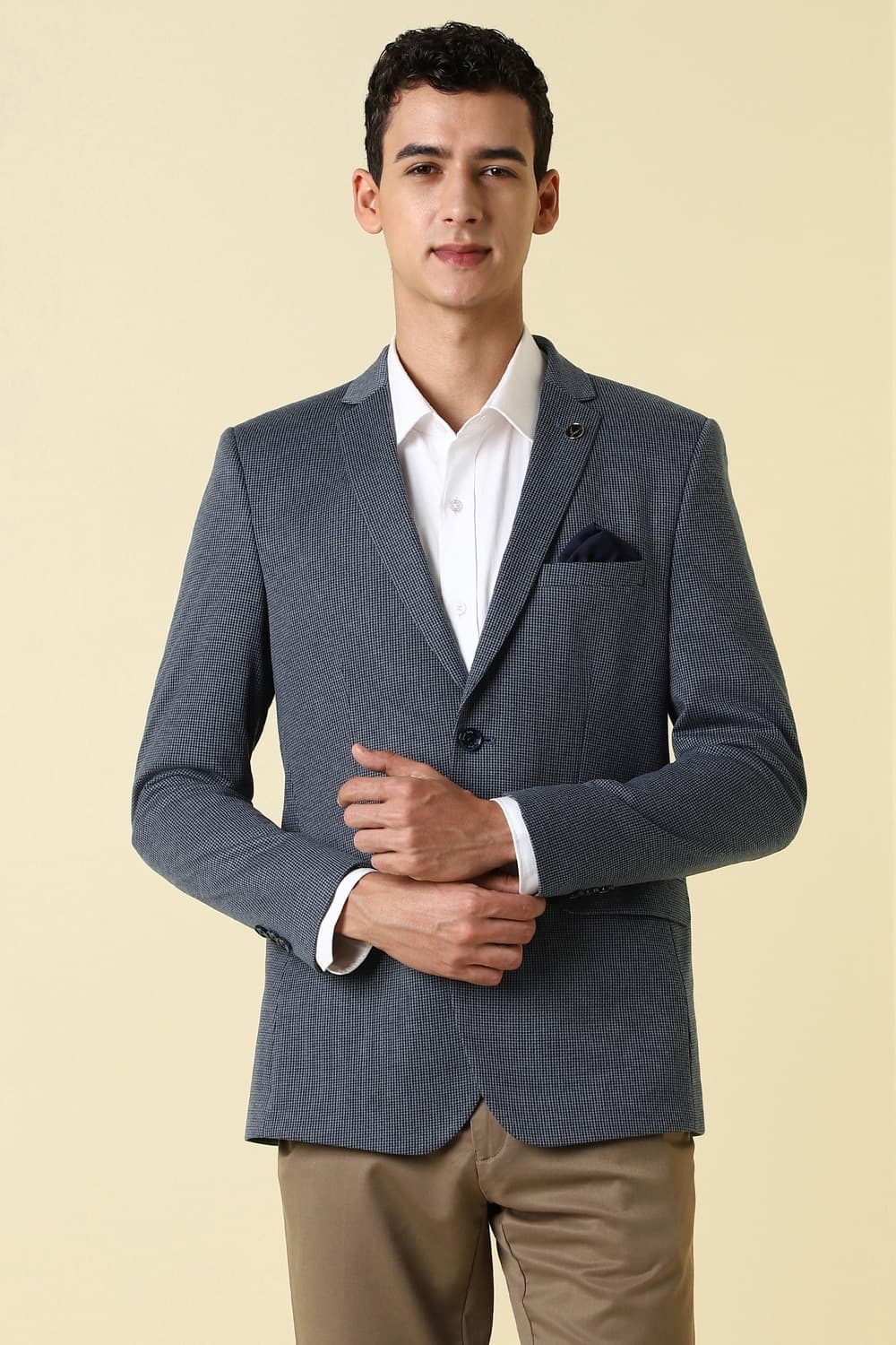 Men Grey Print Formal Blazer