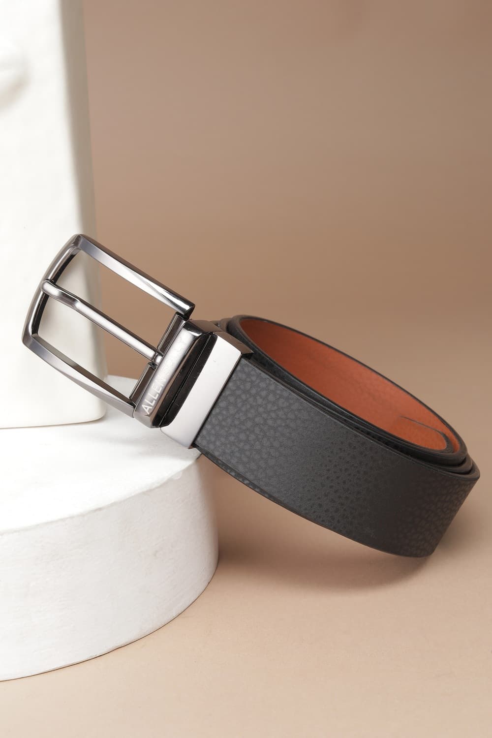 Men Black Textured Formal Belt
