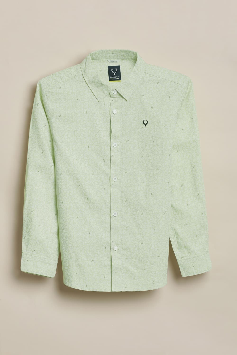 Boys Green Print Casual Shirt