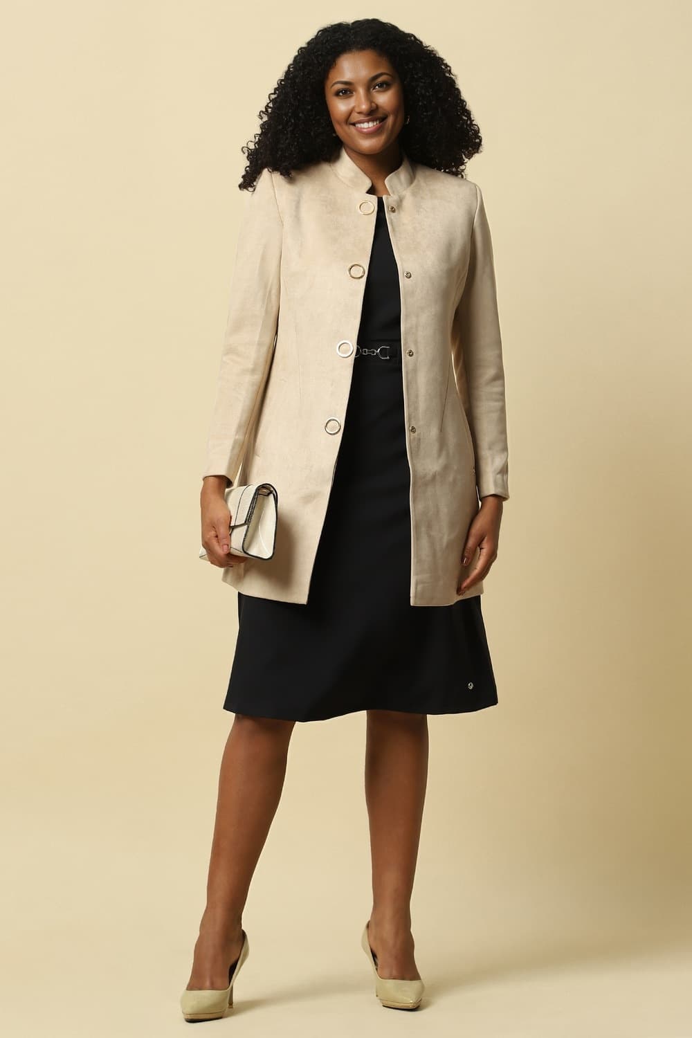 Women Beige Solid Formal Jacket