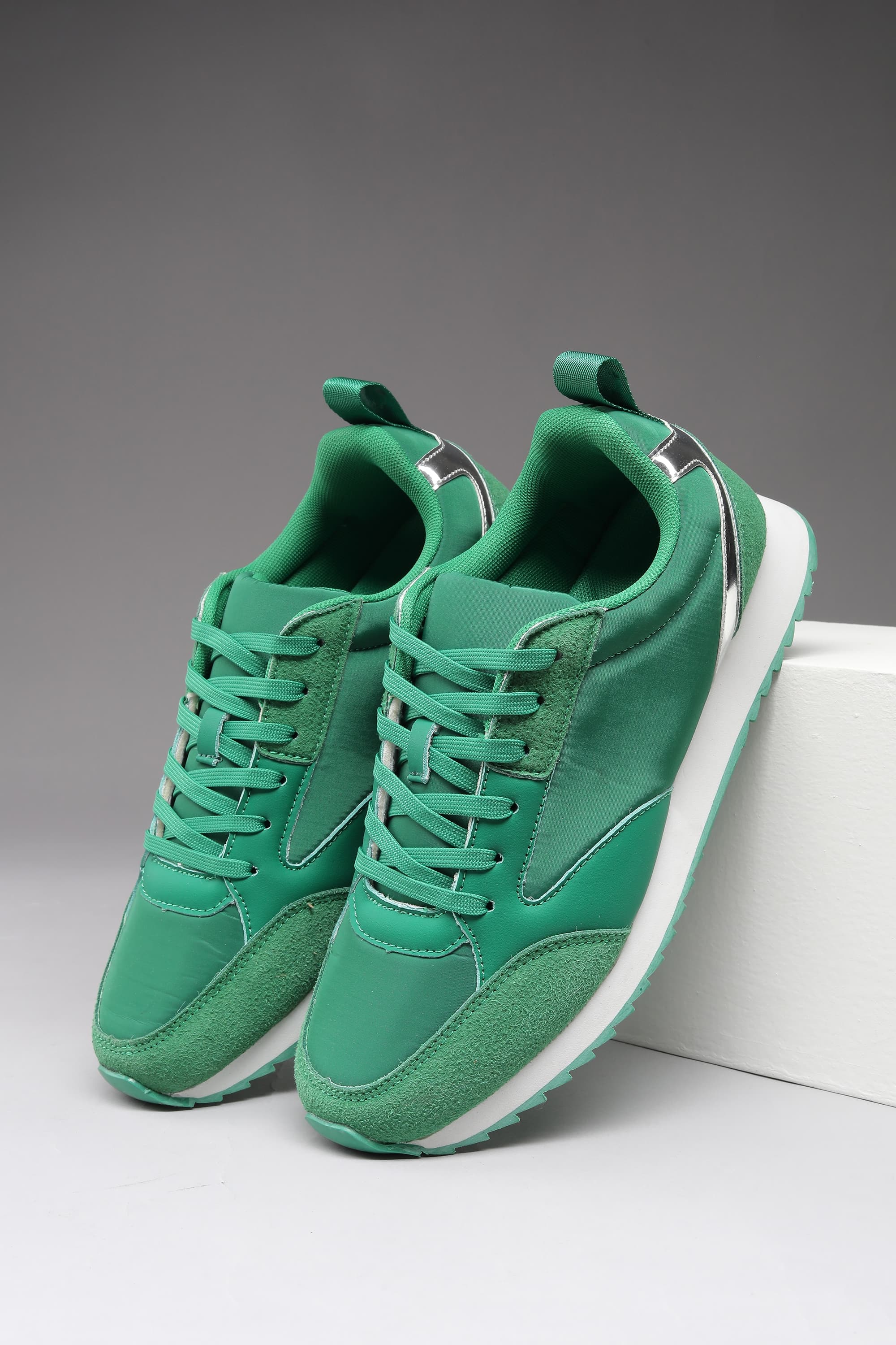 Women Green Casual Lace Up Shoes