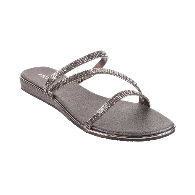 Women Gun-Metal Casual Slippers
