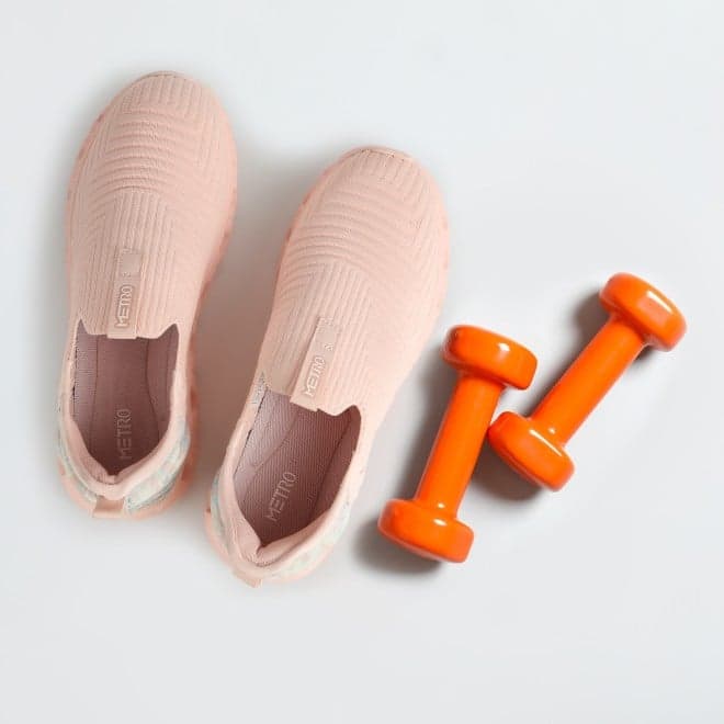 Women Peach Sports Sneakers