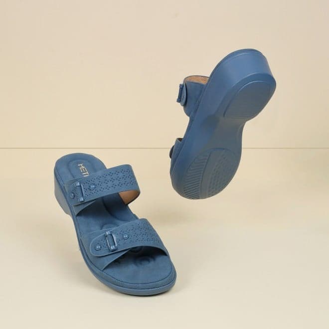 Women Blue Casual Slip Ons